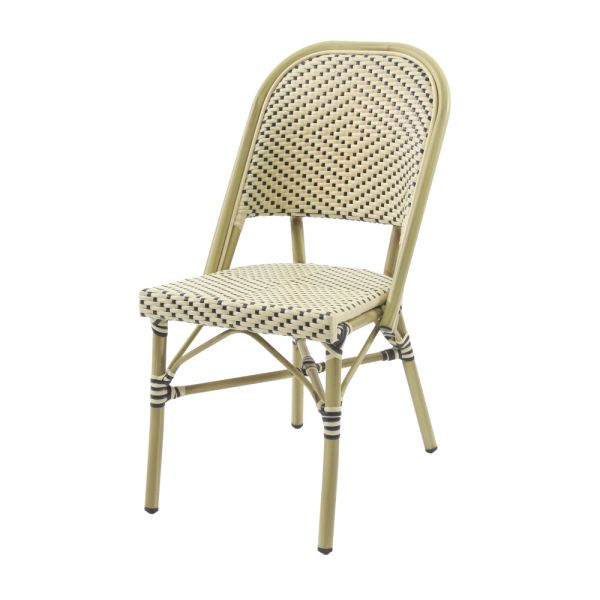 Paris Bistrostuhl Rattan - Bambus-Weiß/Schwarz