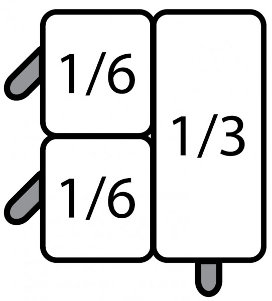 Nudelkorbset 2 x GN1/6 + 1 x GN1/3