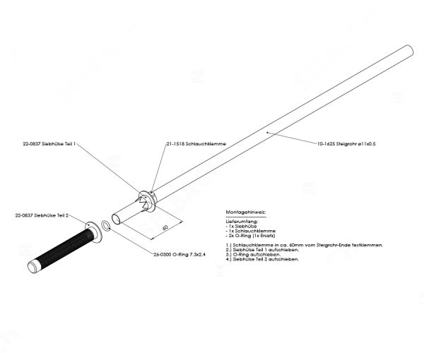 Siebhülse komplett für Hot Pipe II oder III