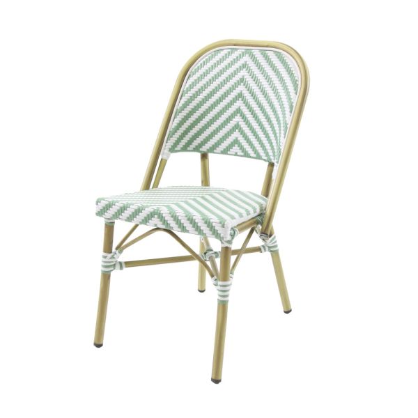 Paris Bistrostuhl Rattan - Bambus-Weis/Pastellgrün