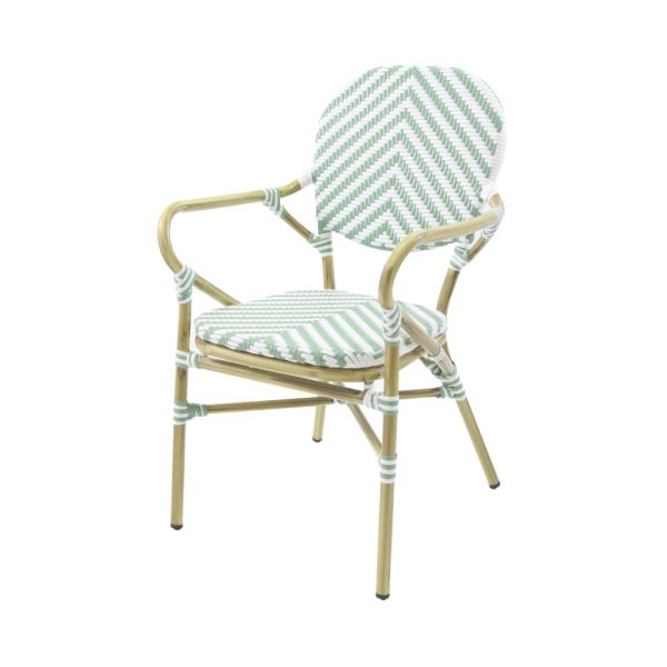 Tango Bistrostuhl Rattan - Bambus-Weiß/Pastellgrün