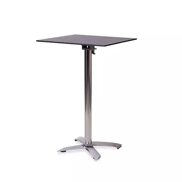 X Cross Tisch hoch HPL Tischplatte 70x70cm Alu + schwarz