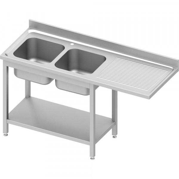 Stalgast Spültisch ECO mit Grundboden und Überstand, 2 Becken links, Selbstmontage