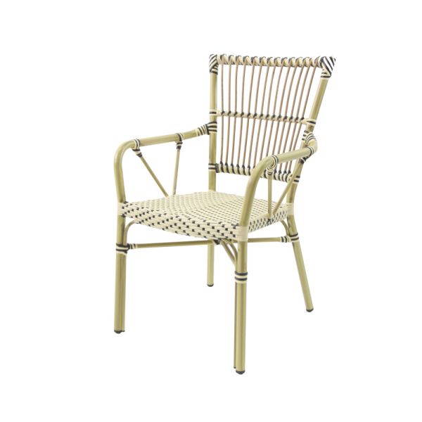 James Bistrostuhl Rattan - Bambus-Weiß/Schwarz